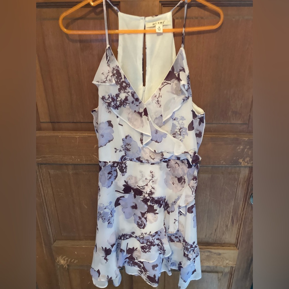 Francesca's Collections White and Purple Backless Dress